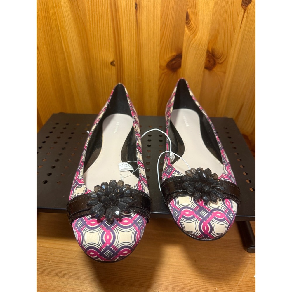 Merona Makenna Pink Purple Geometric Floral Gem Ballet Flats Leather Sole 11
